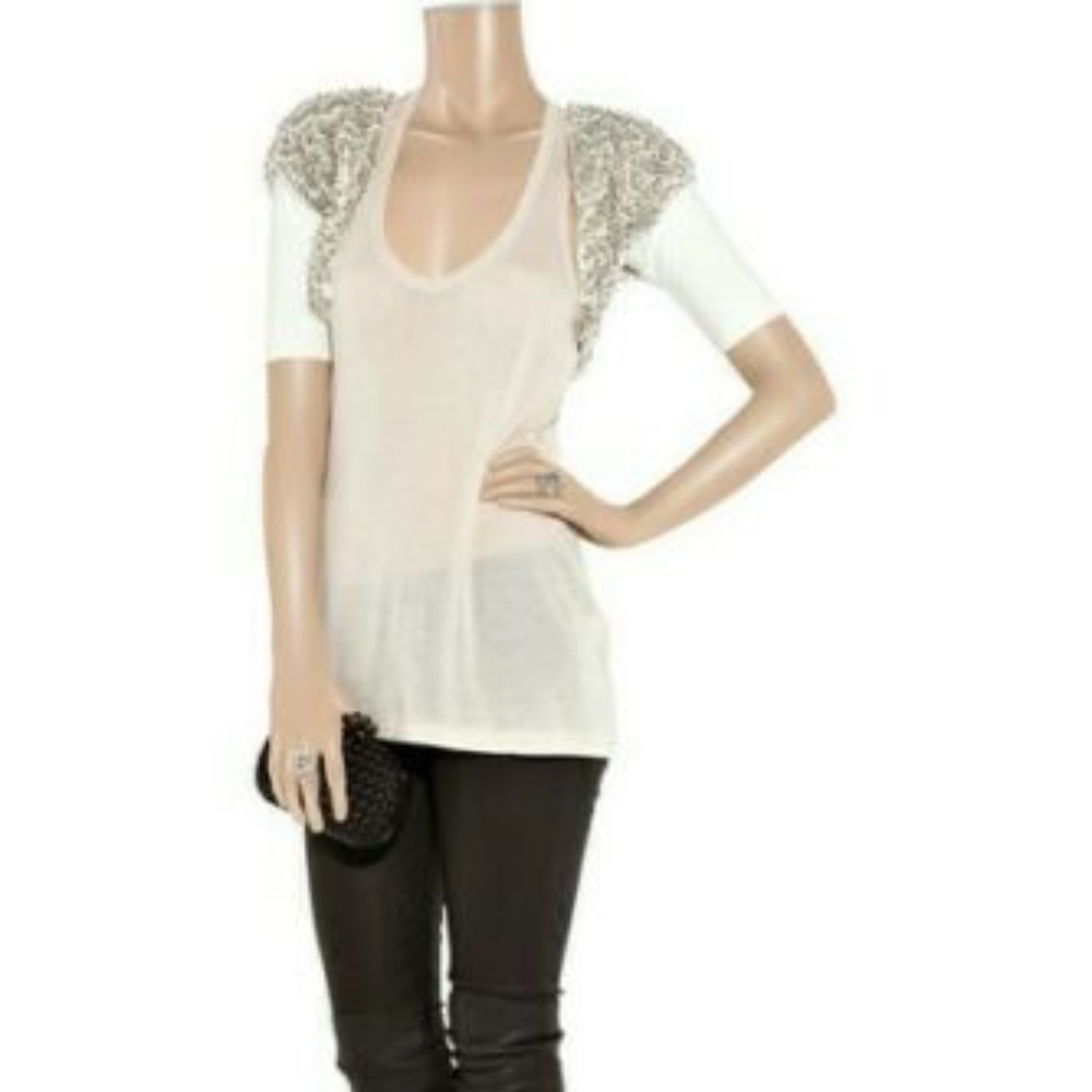 $822 Aminaka Wilmont NWT M Beaded Bolero Top